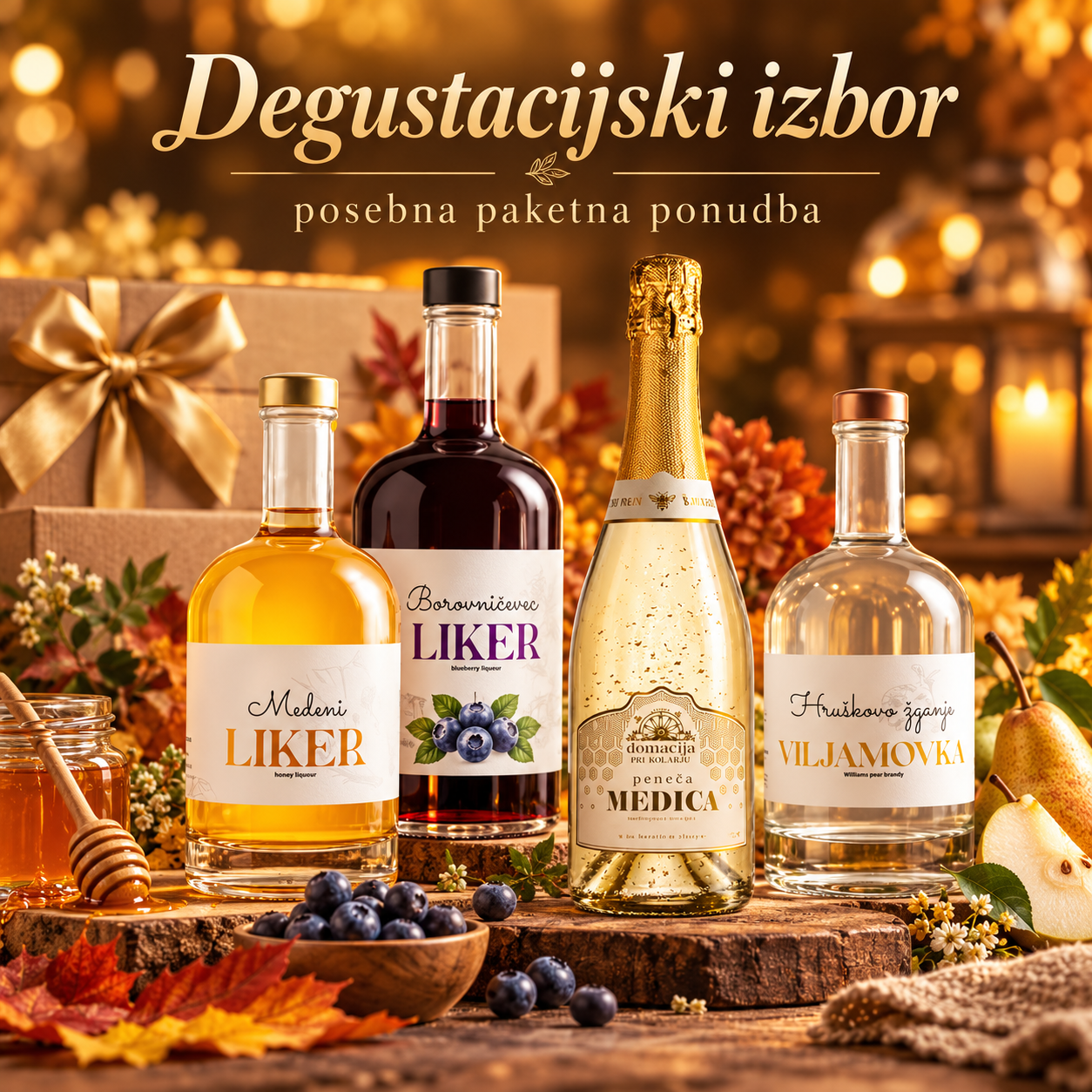 Degustacijski izbor Domačije pri Kolarju – paket slovenskih pijač